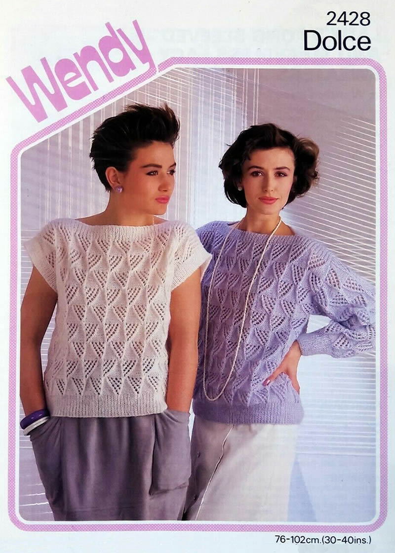 1980's Vintage retro Instant download knitting pattern PDF Women's v neck slipover summer brushed chunky knit pattern PDF 30-42